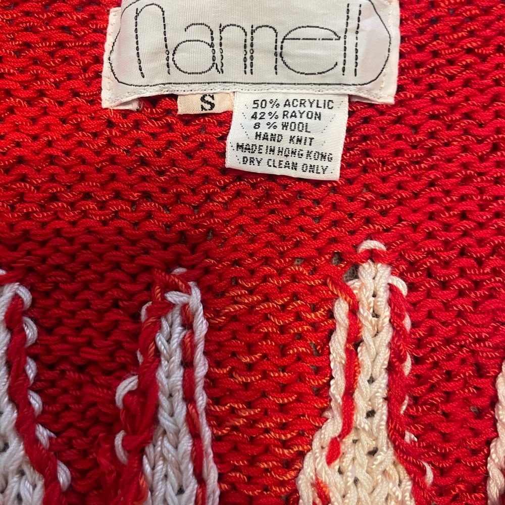 Women’s Cream Crewneck Sweater with Red Yoke Detail - Picture 6 of 6